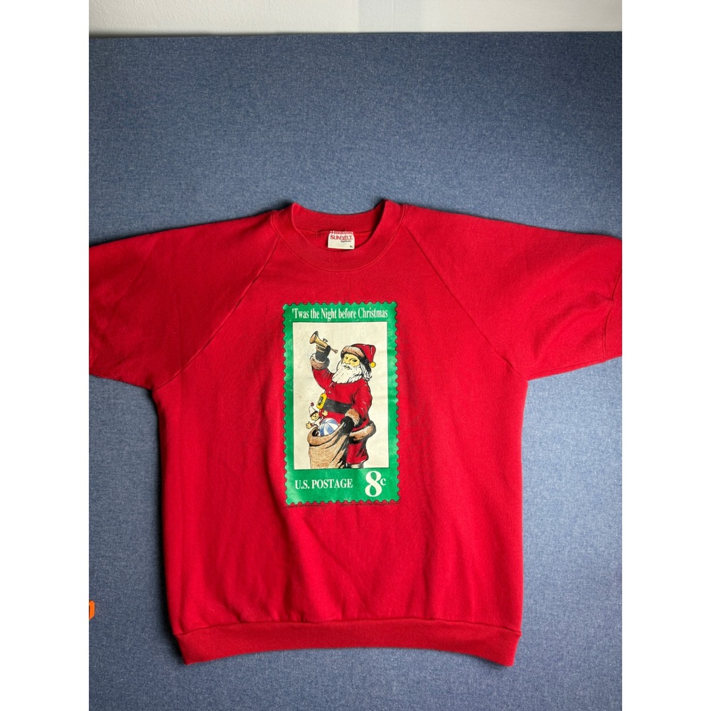 Vintage Sunbelt Sportswear 1981 Santa US Postage Stamp Sweatshirt Red XL 0098